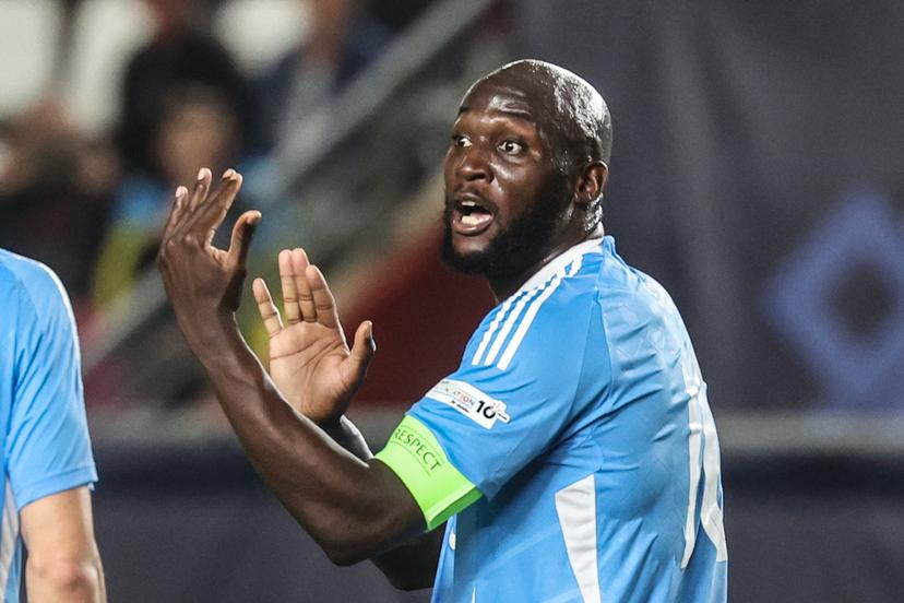 Belgium's Romelu Lukaku pictured during a soccer game between Belgian national team the Red Devils and Ukraine, Thursday 20 March 2025 in Murcia, Spain, the first leg of the play-offs in the Nations League. BELGA PHOTO VIRGINIE LEFOUR