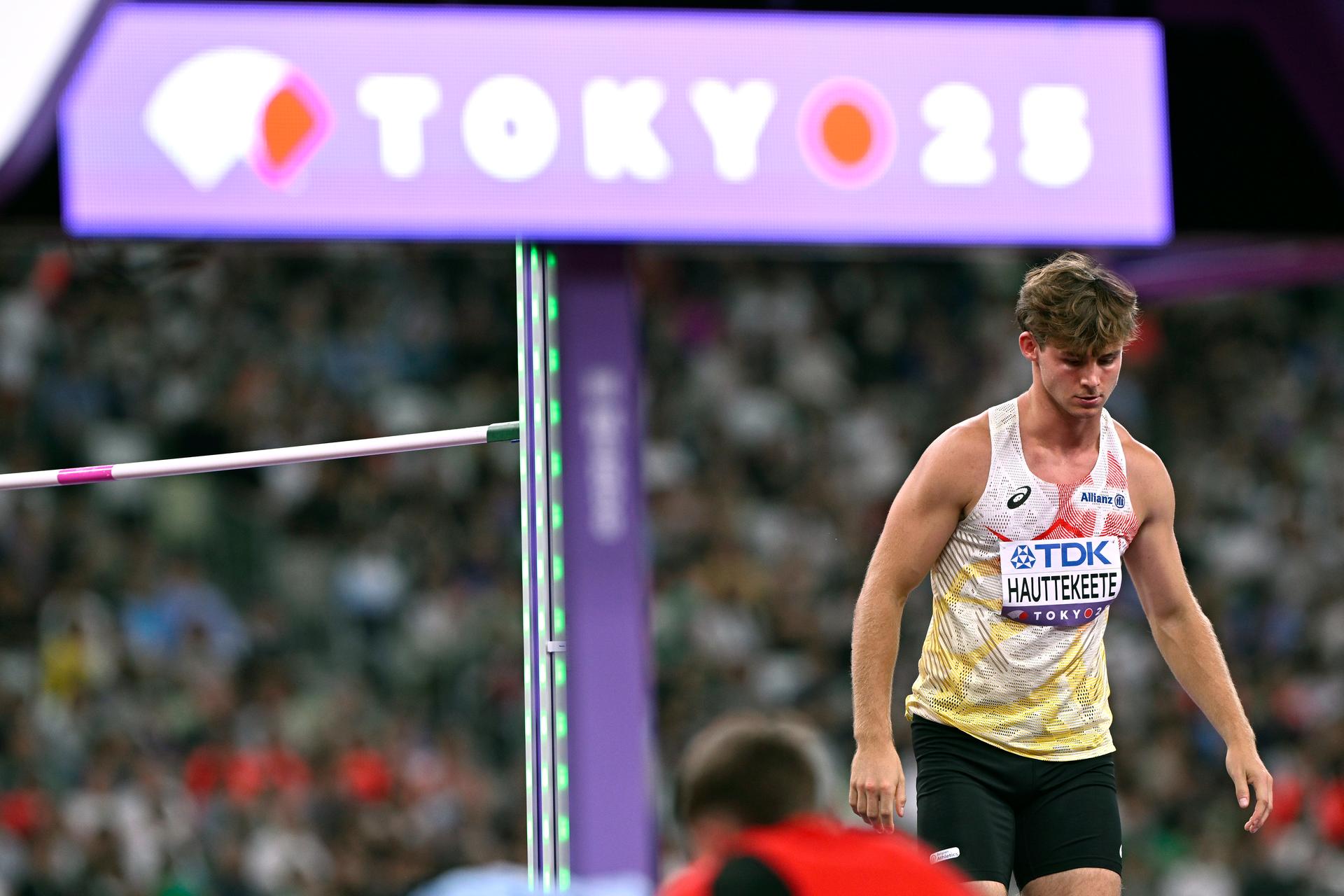 Belgian Jente Hauttekeete pictured during the High Jump event of the men's Decathlon competition, at the World Athletics Championships in Tokyo, Japan, on Saturday 20 September 2025. The outdoor Worlds are taking place from 13 to 21 September. BELGA PHOTO JASPER JACOBS
