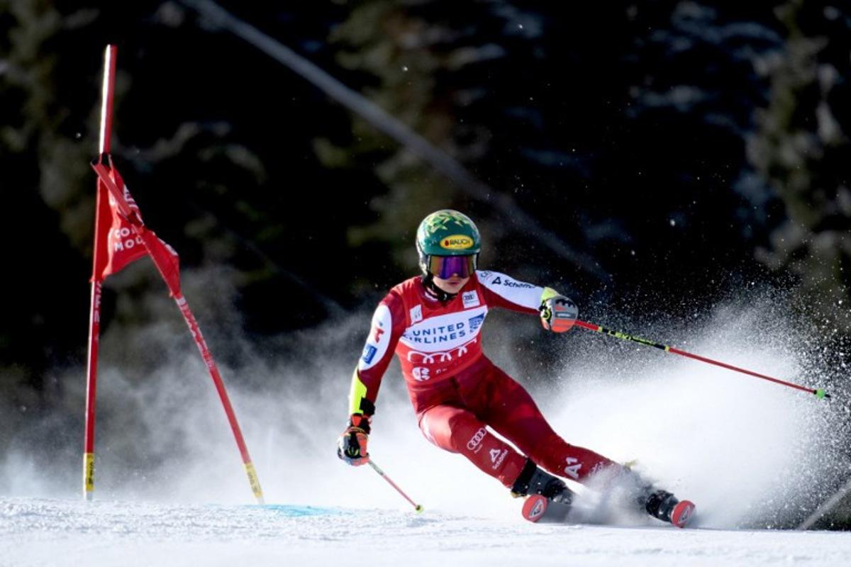 Julia Scheib of Austria skis during the 1st run of the Women's Giant Slalom during the Stifel Copper Cup 2025 at Copper Mountain on November 29, 2025 in Copper Mountain, Colorado.  Jason Connolly / AFP