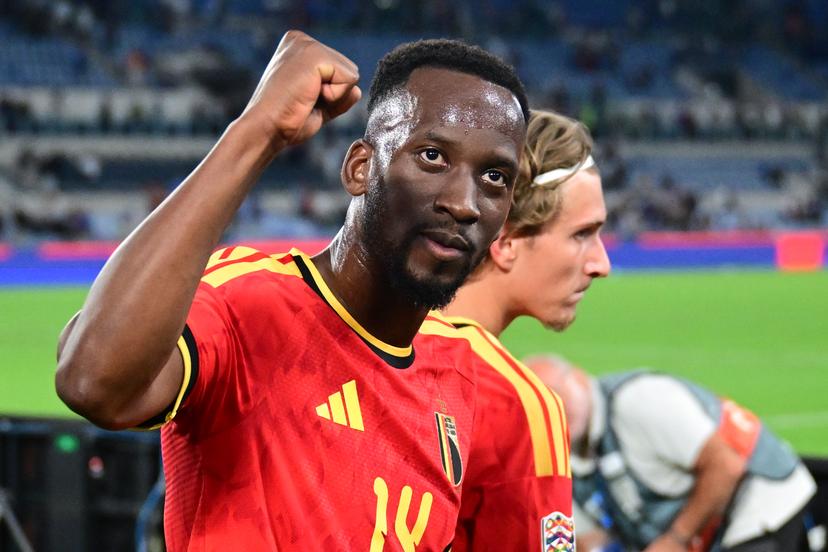 Belgium's Dodi Lukebakio celebrates after a soccer game between the Red Devils, the Belgian national soccer team and Italy for the opening game of the UEFA Nations League, in Rome, on Friday 25 September 2026. BELGA PHOTO DIRK WAEM