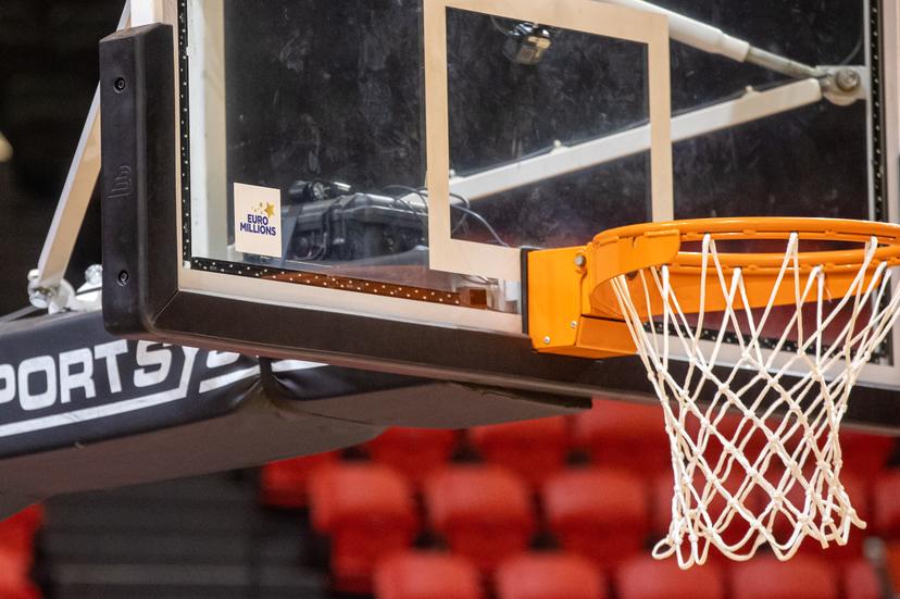 Illustration picture shows the ring, during the basketball match between BC Oostende and Mons-Hainaut, Thursday 03 June 2021 in Oostende, the first game (best of five) of the finals in the Playoffs of the 'EuroMillions League' Belgian first division basket championships. BELGA PHOTO KURT DESPLENTER