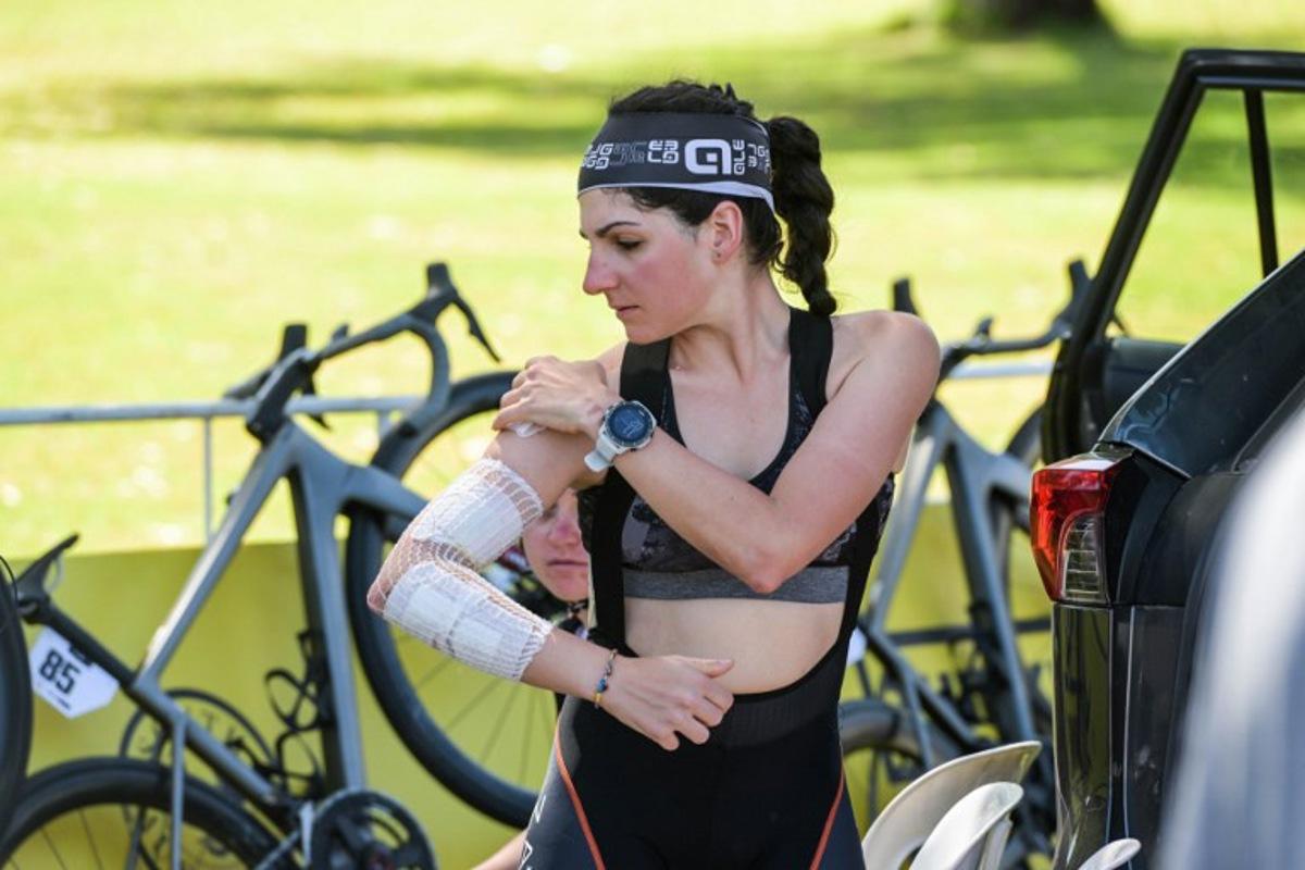 Italian rider Debora Silvestri from Zaaf Cycling Team prepares for stage two of the Women's Tour Down Under UCI cycling event in Adelaide on January 16, 2023.  Brenton EDWARDS / AFP