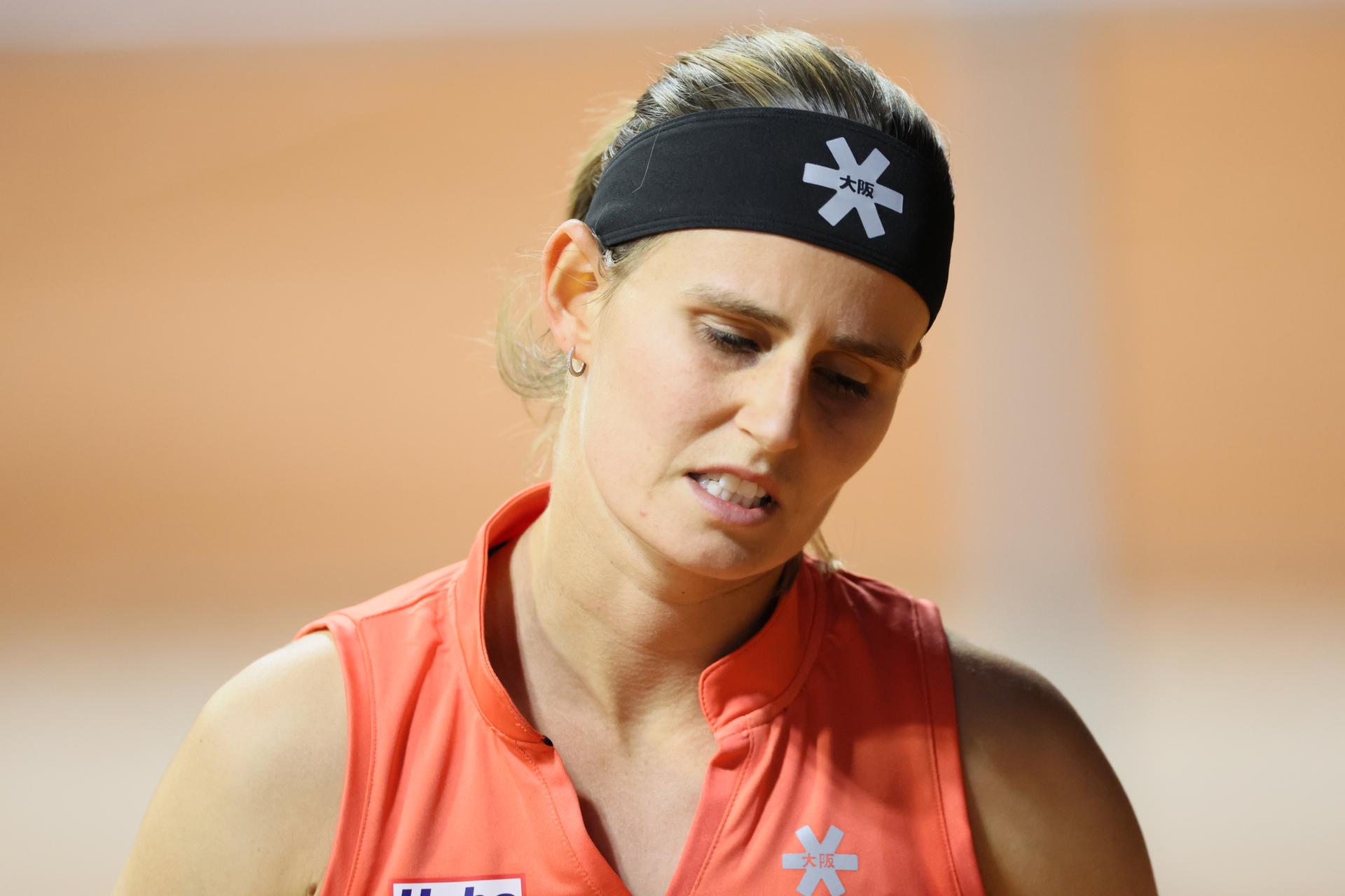Belgian Greet Minnen reacts during a match between US Dolehide and Belgian Minnen in the first round of the Women's Singles at the Roland Garros French Open tennis tournament, in Paris, France, Monday 26 May 2025. This year's tournament takes place from 25 May to 08 June. BELGA PHOTO BENOIT DOPPAGNE