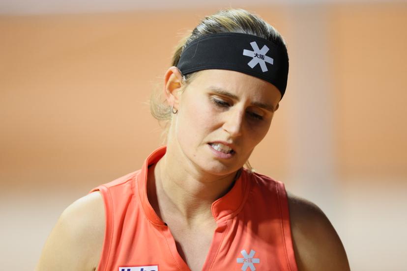 Belgian Greet Minnen reacts during a match between US Dolehide and Belgian Minnen in the first round of the Women's Singles at the Roland Garros French Open tennis tournament, in Paris, France, Monday 26 May 2025. This year's tournament takes place from 25 May to 08 June. BELGA PHOTO BENOIT DOPPAGNE