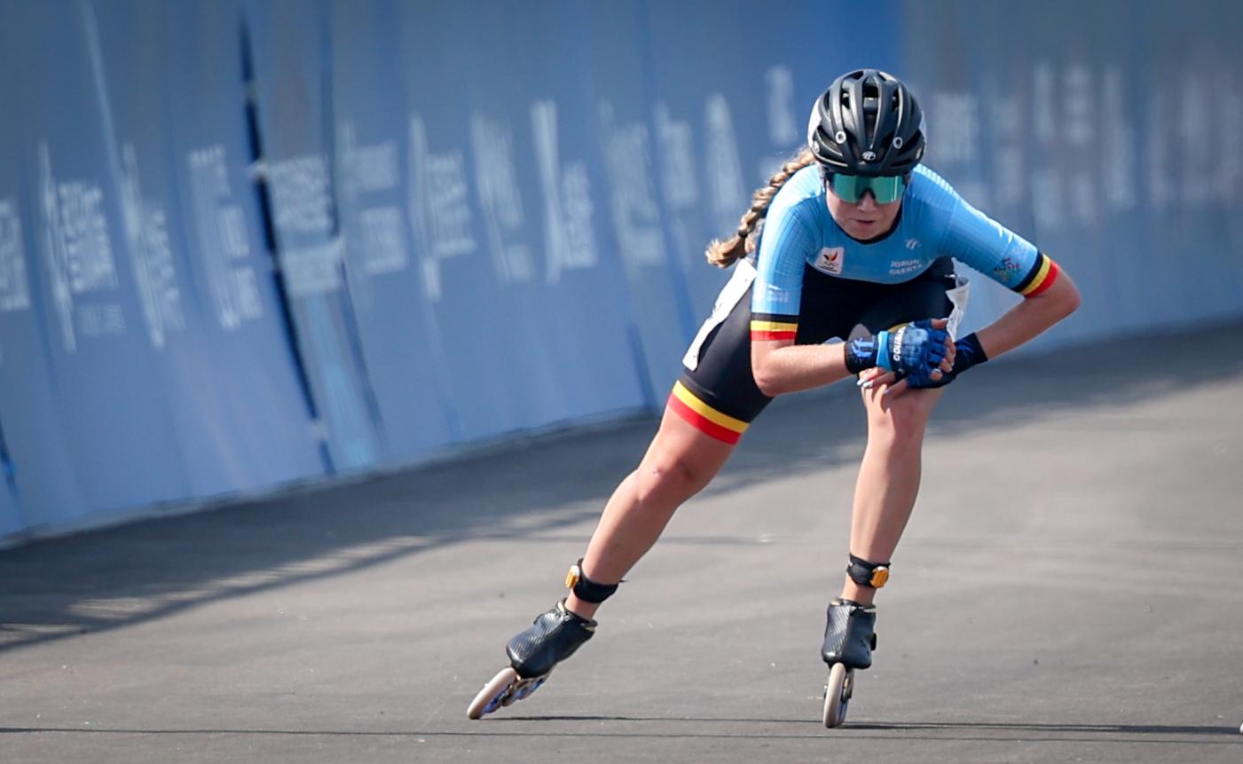 Belgian Jorun Geerts pictured during a speed skating competition during the World Games 2025, in Chenghdu, China, on Tuesday 12 August 2025. This year, the World Games take place from 07 to 17 augustus. BELGA PHOTO VIRGINIE LEFOUR