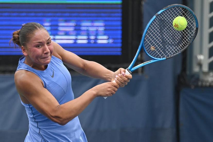 Sofia Costoulas of Belgium competes  against Katie Volynets of the United States during the Women's Qualifying Singles 1st round at the USTA Billie Jean King National Tennis Center in Flushing Meadow-Corona Park, in the Queens borough of New York, NY, August 18, 2025. (Photo by Anthony Behar/SipaUSA)