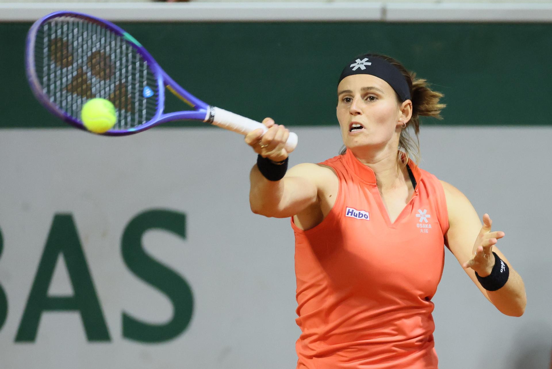 Belgian Greet Minnen pictured in action during a match between US Dolehide and Belgian Minnen in the first round of the Women's Singles at the Roland Garros French Open tennis tournament, in Paris, France, Monday 26 May 2025. This year's tournament takes place from 25 May to 08 June. BELGA PHOTO BENOIT DOPPAGNE