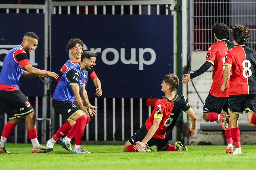 Seraing's Noah Solheid celebrates after scoring during a soccer game between RFC Seraing and K Beerschot VA, Friday 08 August 2025 in Seraing, on the first day of the 2025-2026 'Challenger Pro League' 1B second division of the Belgian championship. BELGA PHOTO BRUNO FAHY