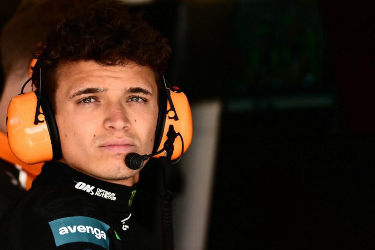 McLaren's British driver Lando Norris looks on from the box before a practice session for the 2025 Emilia Romagna Formula One Grand Prix at the Imola autodrome in Imola, on May 17, 2025.   Marco BERTORELLO / AFP