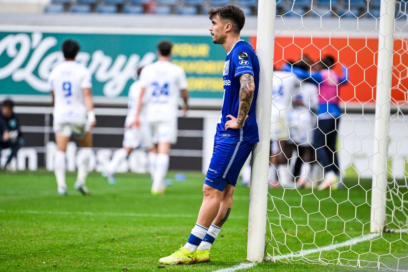 Gent's Tiago Araujo looks dejected during a soccer match between KAA Gent and KRC Genk, Sunday 18 May 2025 in Gent, on day 9 (out of 10) of the Champions' Play-offs of the 2024-2025 'Jupiler Pro League' first division of the Belgian championship. BELGA PHOTO TOM GOYVAERTS