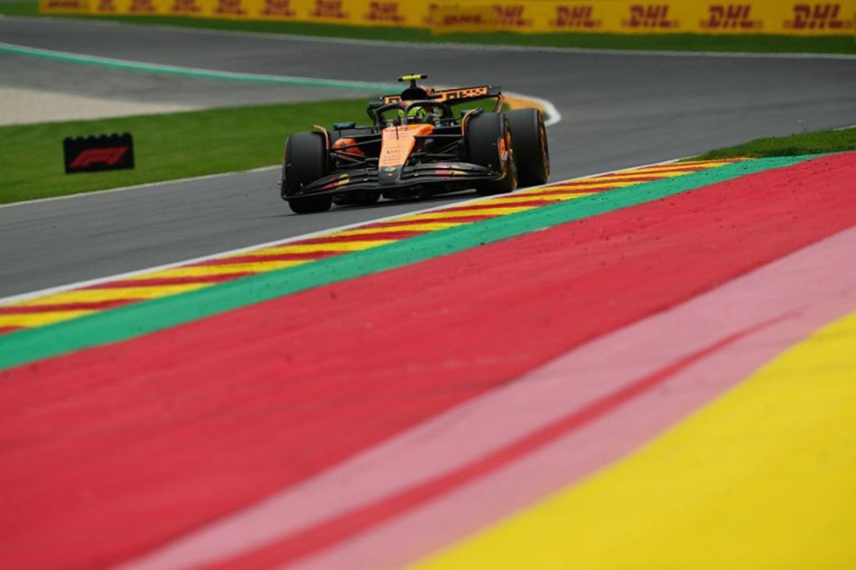 McLaren's British driver Lando Norris takes part in the qualifying session ahead of the Formula One Belgian Grand Prix at the Spa-Francorchamps circuit in Spa, on July 26, 2025.  Dimitar DILKOFF / AFP
