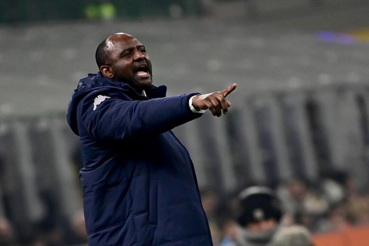 Genoa's French coach Patrick Vieira gestures during the Italian Serie A football match between Inter Milan and Genoa at the San Siro Stadium in Milan on February 22, 2025.  Piero CRUCIATTI / AFP