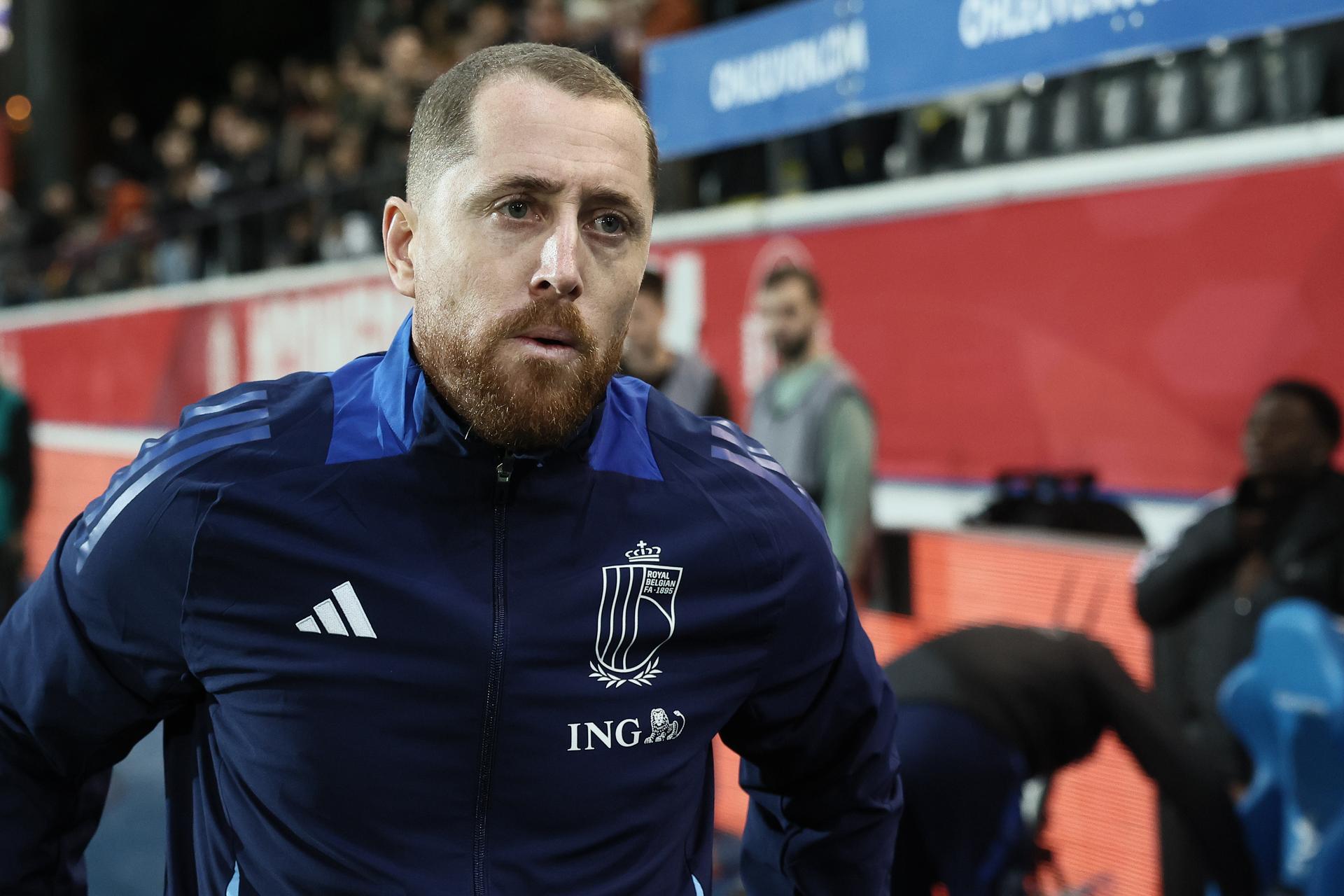 Belgium's U21 head coach Gill Swerts pictured during a soccer game between the U21 youth team of the Belgian national team Red Devils and the U21 of Czechia, in Heverlee, Leuven, on Friday 15 November 2024, the first leg of the play-offs for the 2025 UEFA European Under21 Championship. BELGA PHOTO BRUNO FAHY