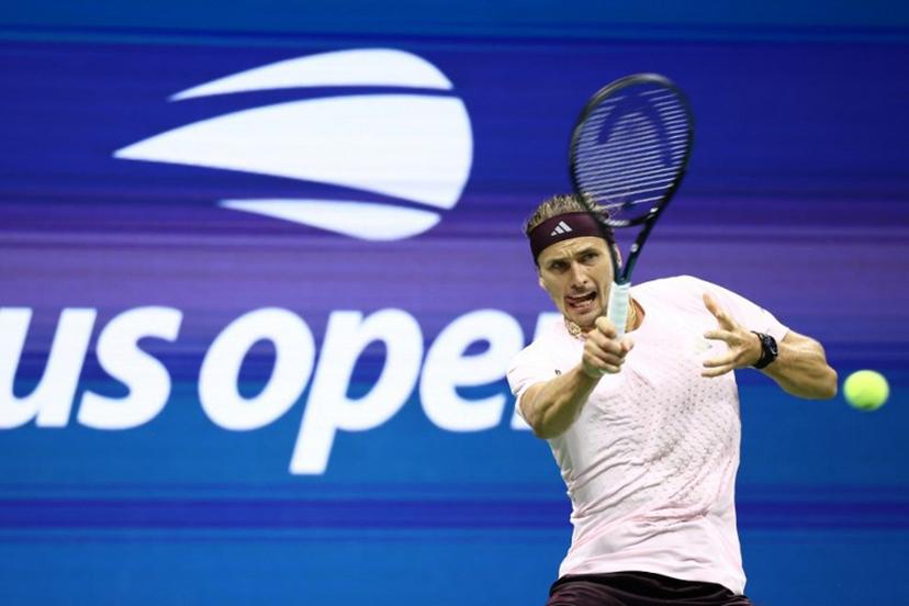 Germany's Alexander Zverev hits a return during the men's singles second round tennis match against France's Quentin Halys on day five of the US Open tennis tournament at the USTA Billie Jean King National Tennis Center in New York City on September 3, 2026.  CHARLY TRIBALLEAU / AFP