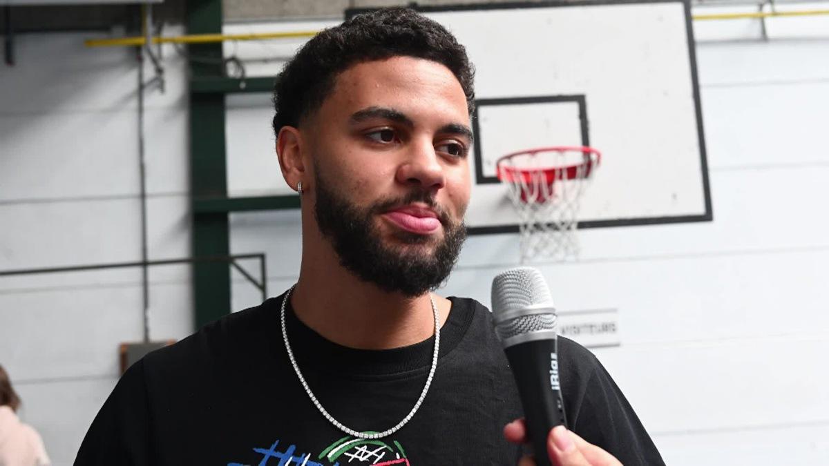 Video showing Video shows an interview with Ajay Mitchell after a press conference regarding the NBA US basketball competition on Wednesday 30 July 2025 in Ans. Oklahoma City Thunder, featuring Belgian point guard Mitchell, won the league. BELGA VIDEO ERIC LALMAND
