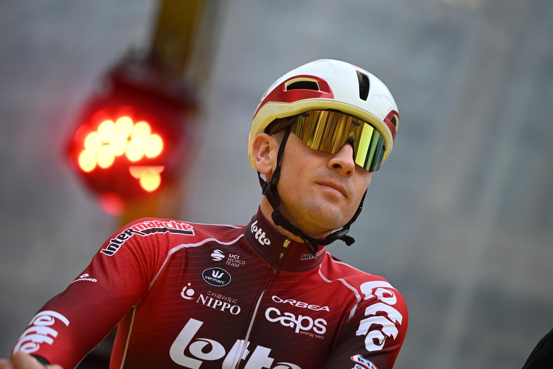 Belgian Toon Aerts of Lotto Intermarche pictured at the start of the men's race of the 'Ronde van Vlaanderen/ Tour des Flandres/ Tour of Flanders' UCI WorldTour one day cycling race, 278 km from Antwerp to Oudenaarde, Sunday 05 April 2026. BELGA PHOTO ELIAS ROM