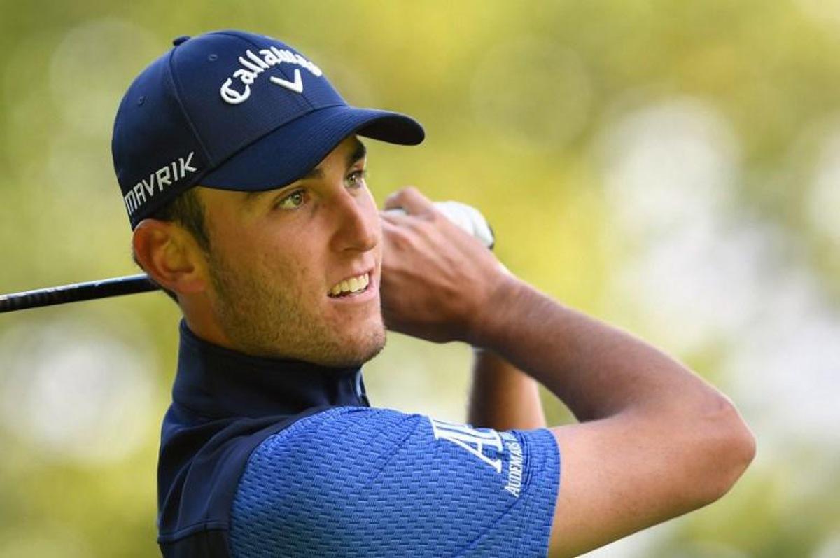 Italy's Renato Paratore watches his drive from the third tee on the last day of the PGA Championship at Wentworth Golf Club in Surrey, south west of London on October 11, 2020.  Ben STANSALL / AFP