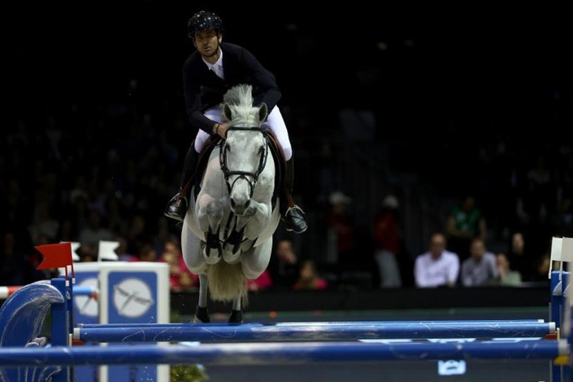 Belgium's Nicola Philippaerts riding Moya Vd Bisschop competes in the FEI World Cup Jumping event at the Parc des Expositions in Bordeaux, south-western France, on February 3, 2024.  ROMAIN PERROCHEAU / AFP