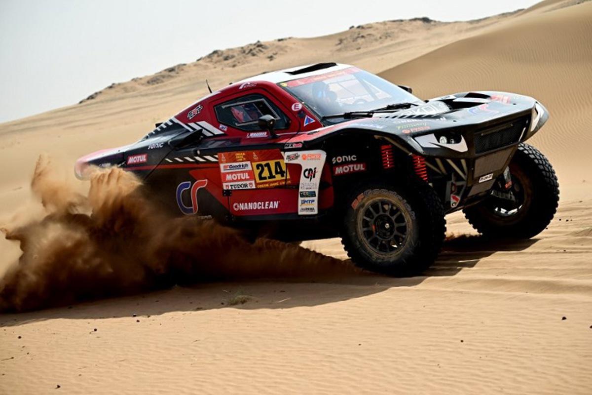 Century Racing Factory Team's French driver Mathieu Serradori and French co‑pilot Loïc Minaudier compete in the Stage 7 of the 48th edition of the Dakar Rally 2026, between Riyadh and Wadi ad-Dawasir, Saudi Arabia, on January 11, 2026.  Giuseppe CACACE / AFP
