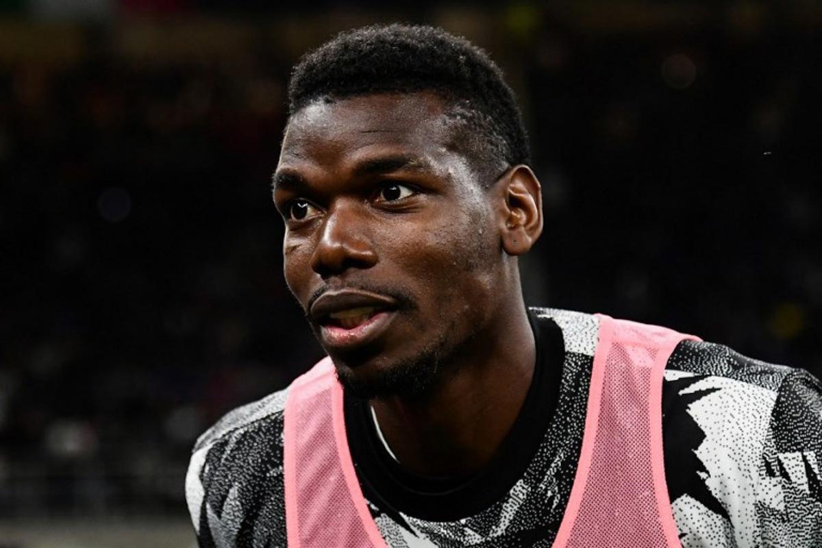Juventus' French midfielder Paul Pogba looks on ahead of the Italian Cup semi-final second leg football match between Inter Milan and Juventus at the Giuseppe-Meazza (San Siro) stadium in Milan, on April 26, 2023.  Isabella BONOTTO / AFP