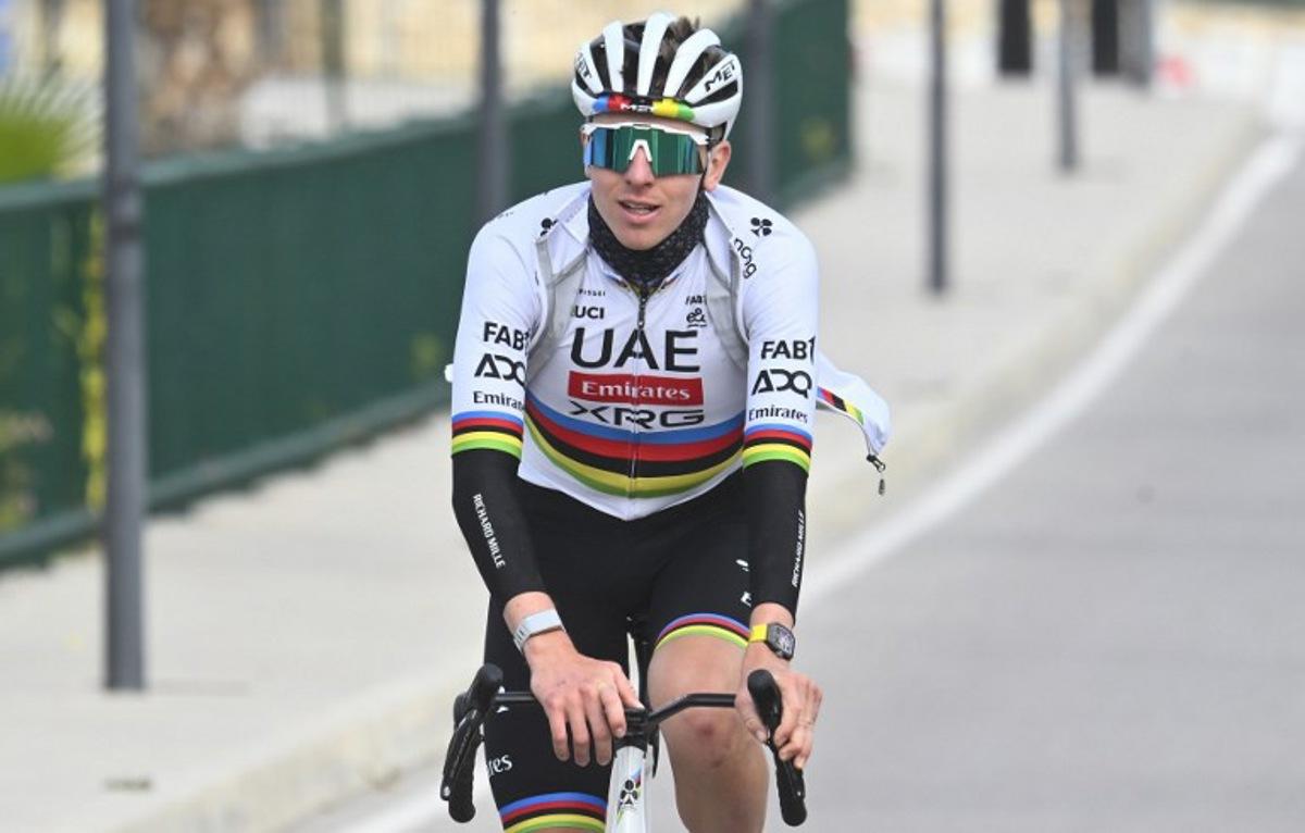 UAE Team Emirate - XRG team's Slovenian rider Tadej Pogacar arrives at the hotel following a training session in Benidorm, eastern Spain, on December 13, 2025.  Jose JORDAN / AFP