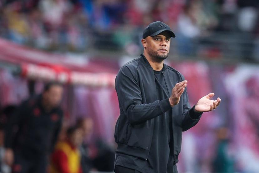 Bayern Munich's Belgian head coach Vincent Kompany reacts during the German first division Bundesliga football match between RB Leipzig and FC Bayern Munich in Leipzig, eastern Germany on May 3, 2025.  Ronny Hartmann / AFP