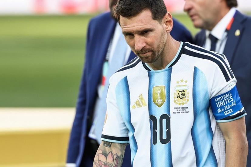Argentina's forward #10 Lionel Messi looks on ahead of the award ceremony of the 2026 World Cup football tournament final match between Spain and Argentina at the New York/New Jersey Stadium in East Rutherford on July 19, 2026.   FRANCK FIFE / AFP