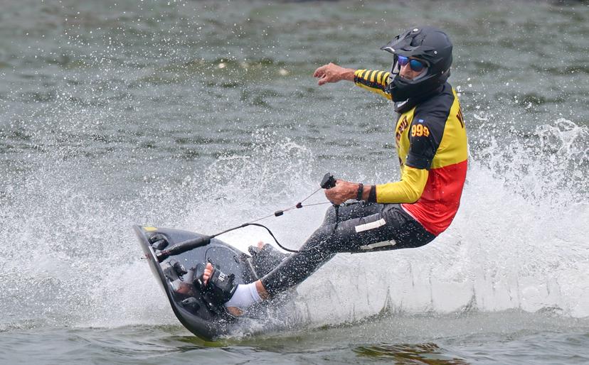 Belgian Yano Vankersbilck pictured during the single men Motosurf powerboating event at the 2025 World Games, in Chenghdu, China, on Friday 15 August 2025. This year, the World Games take place from 7 to 17 August. BELGA PHOTO VIRGINIE LEFOUR