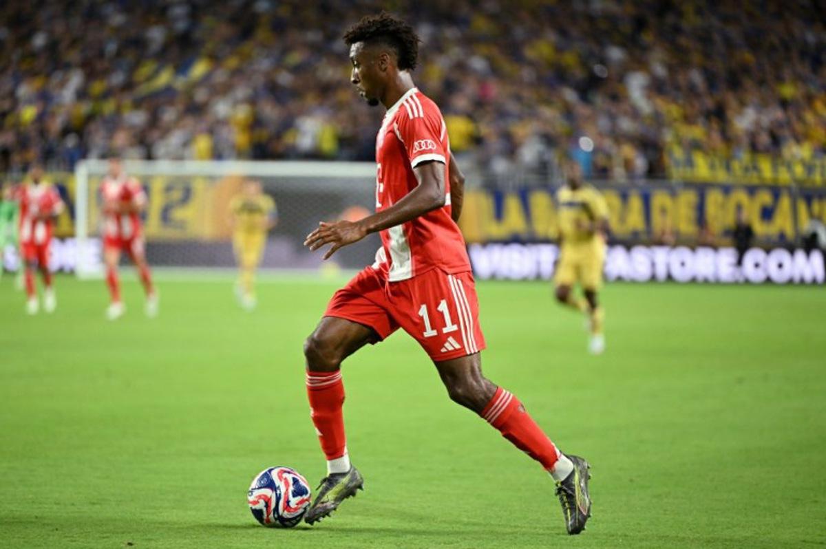 Bayern Munich's French forward #11 Kingsley Coman controls the ball during the FIFA Club World Cup 2025 Group C football match between Germany's Bayern Munich and Argentina's Boca Juniors at the Hard Rock stadium in Miami on June 20, 2025.  PATRICIA DE MELO MOREIRA / AFP