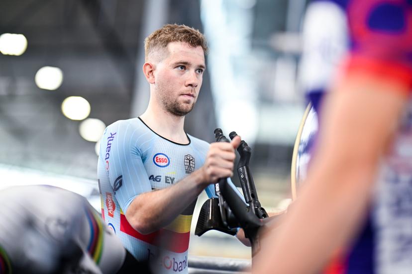 Belgian Fabio Van Den Bossche pictured during a training session of the delegation for the upcoming World Track Cycling Championships, Tuesday 14 October 2025 in Gent. The competition will take place in Santiago, Chile, from 22 to 26 October 2025. BELGA PHOTO TOM GOYVAERTS