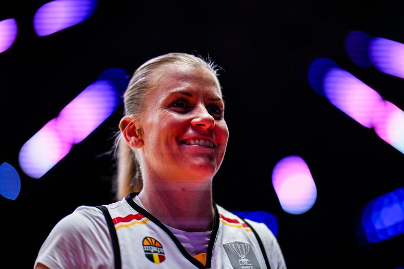 Belgium's Julie Vanloo pictured after a basketball game between Belgian national team the Belgian Cats and Lithunia, a qualification game (3/6) for the 2025 Eurobasket tournament, on Thursday 07 November 2024 in Antwerp, Belgium. BELGA PHOTO TOM GOYVAERTS