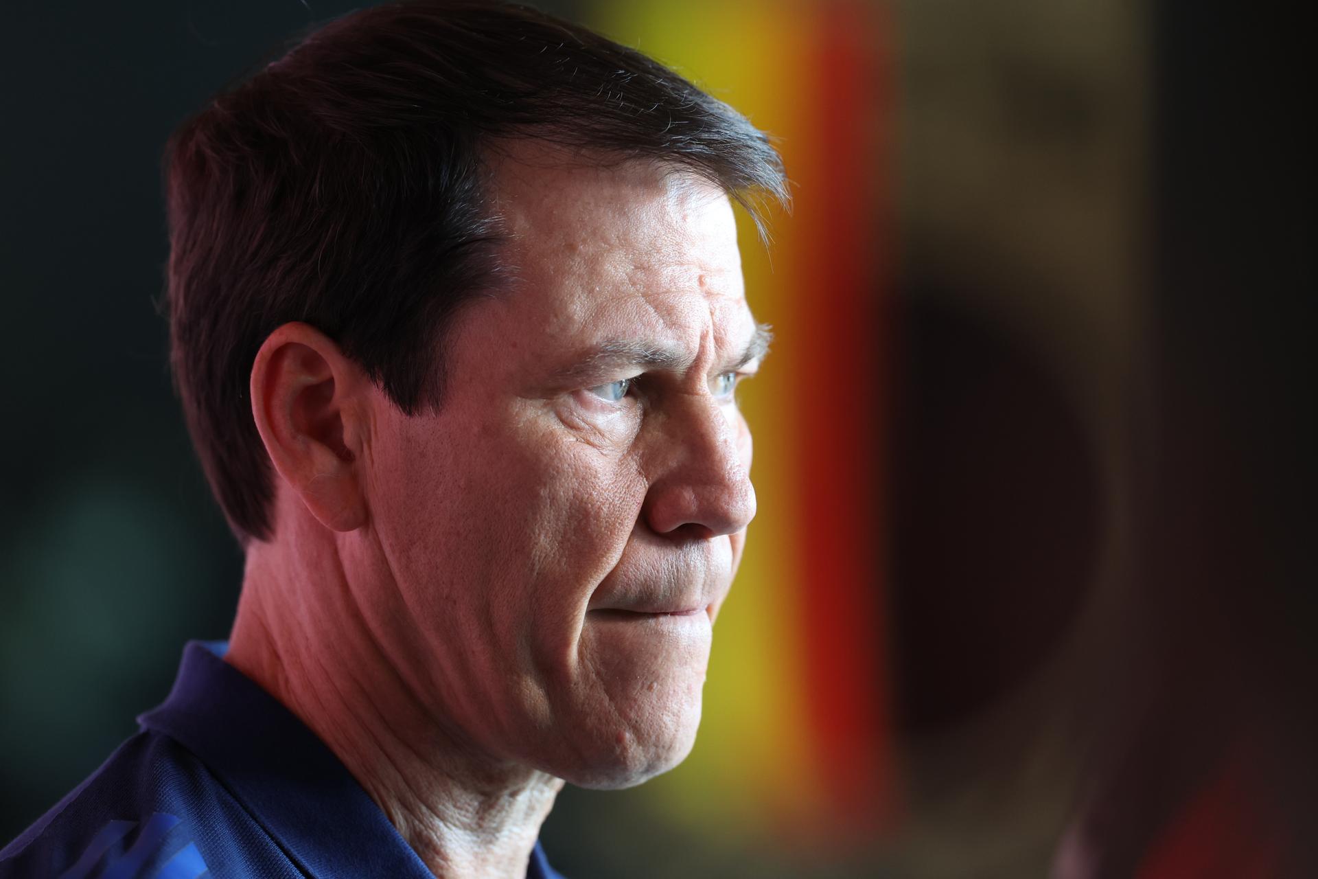 Belgium's head coach Rudi Garcia pictured during a press conference of the Red Devils, the Belgian national soccer team, at the Proximus Basecamp in Tubize, Saturday 06 September 2025. The team is preparing for the match against Kazakhstan (07/09). BELGA PHOTO VIRGINIE LEFOUR