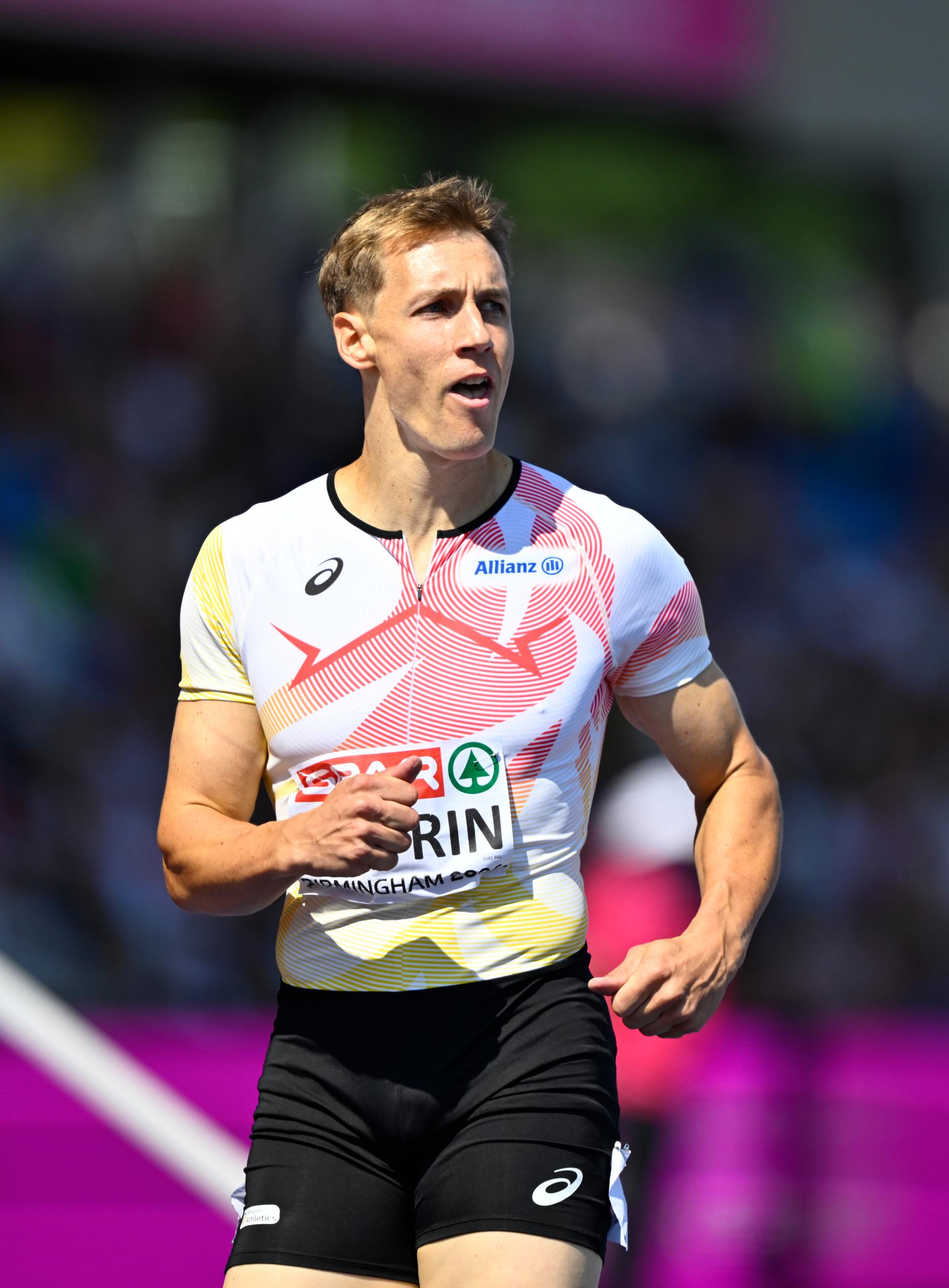Belgian athlete Julien Watrin pictured in action during the  heats in the first round of the men's 400m hurdles race, at on the second day of the European Athletics Championships (August 10-18) in Birmingham, United Kingdom, on Tuesday 11 August 2026. BELGA PHOTO ERIC LALMAND