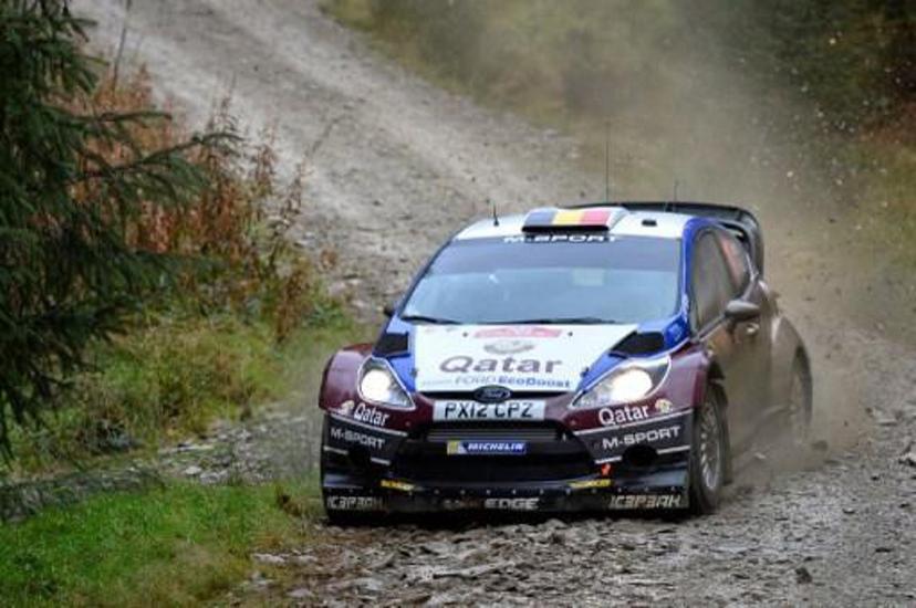 Belgium's Thierry Neuville drives his ford fiesta during a qualifying stage on day one of the FIA's Wales Rally GB, a World Rally Championship event, in Llandegla, Wales, on November 14, 2013. AFP PHOTO / BEN STANSALL