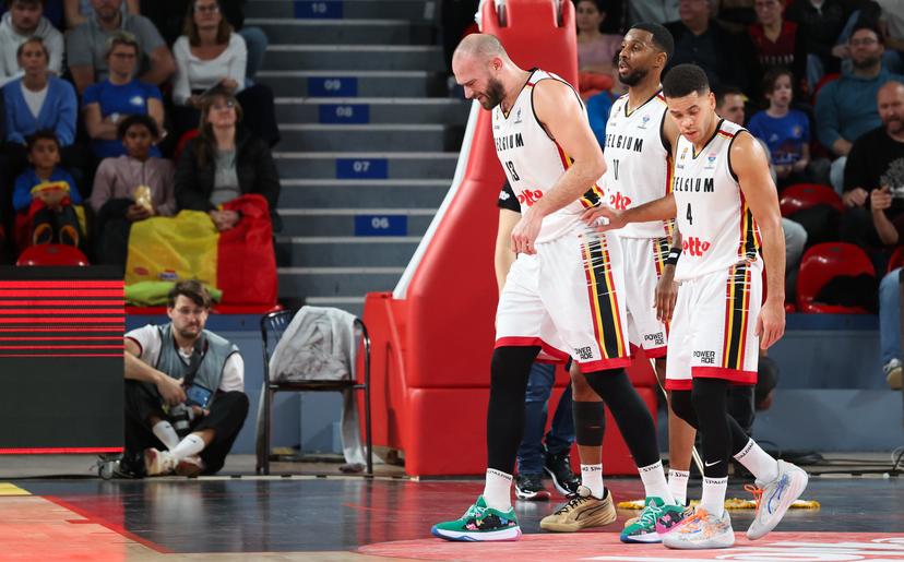 Belgium's Pierre-Antoine Gillet looks dejected during a basketball match between Belgium's national team Belgian Lions and Latvia, Monday 25 November 2024 in Charleroi, game 4/6 in the group stage of the qualifications for the Eurobasket 2025 European championships. BELGA PHOTO VIRGINIE LEFOUR