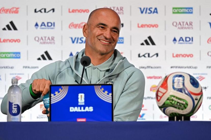 Portugal's Spanish head coach Roberto Martinez answers to journalists during a press conference at the Dallas Stadium in Arlington, Texas on July 5, 2026, on the eve of the 2026 World Cup round of 16 football match between Portugal and Spain.  Paul ELLIS / AFP