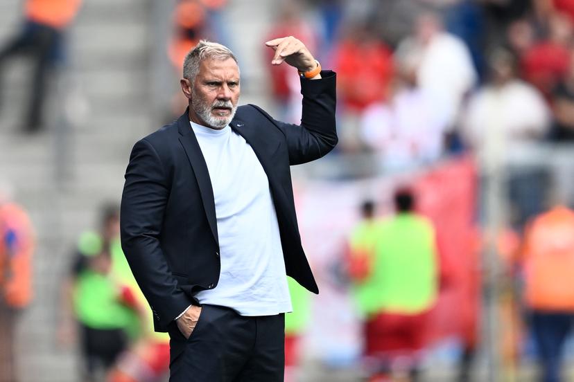 Genk's head coach Thorsten Fink pictured during a soccer match between KRC Genk and Royal Antwerp FC, Sunday 03 August 2025 in Genk, on day 2 of the 2025-2026 'Jupiler Pro League' first division of the Belgian championship. BELGA PHOTO JOHAN EYCKENS