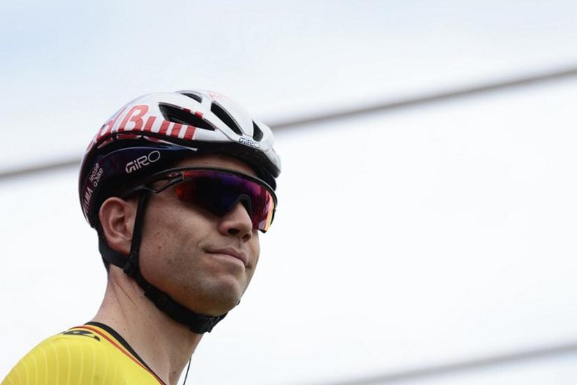 Team Visma-Lease a Bike's Belgian rider Wout Van Aert attends the start of the first stage of the 108th Giro d'Italia cycling race, 160km from Durres to Tirana in Albania, on May 9, 2025.  Luca Bettini / AFP
