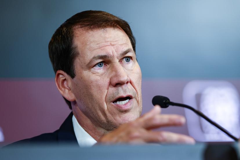 Belgium's head coach Rudi Garcia pictured during a press conference to announce the selection of the Red Devils, the Belgian national soccer team, at the Proximus Basecamp in Tubize, Sunday 18 May 2025. The team is preparing for the matches against Northern Macedonia (06/06) and Wales (09/06). BELGA PHOTO BRUNO FAHY