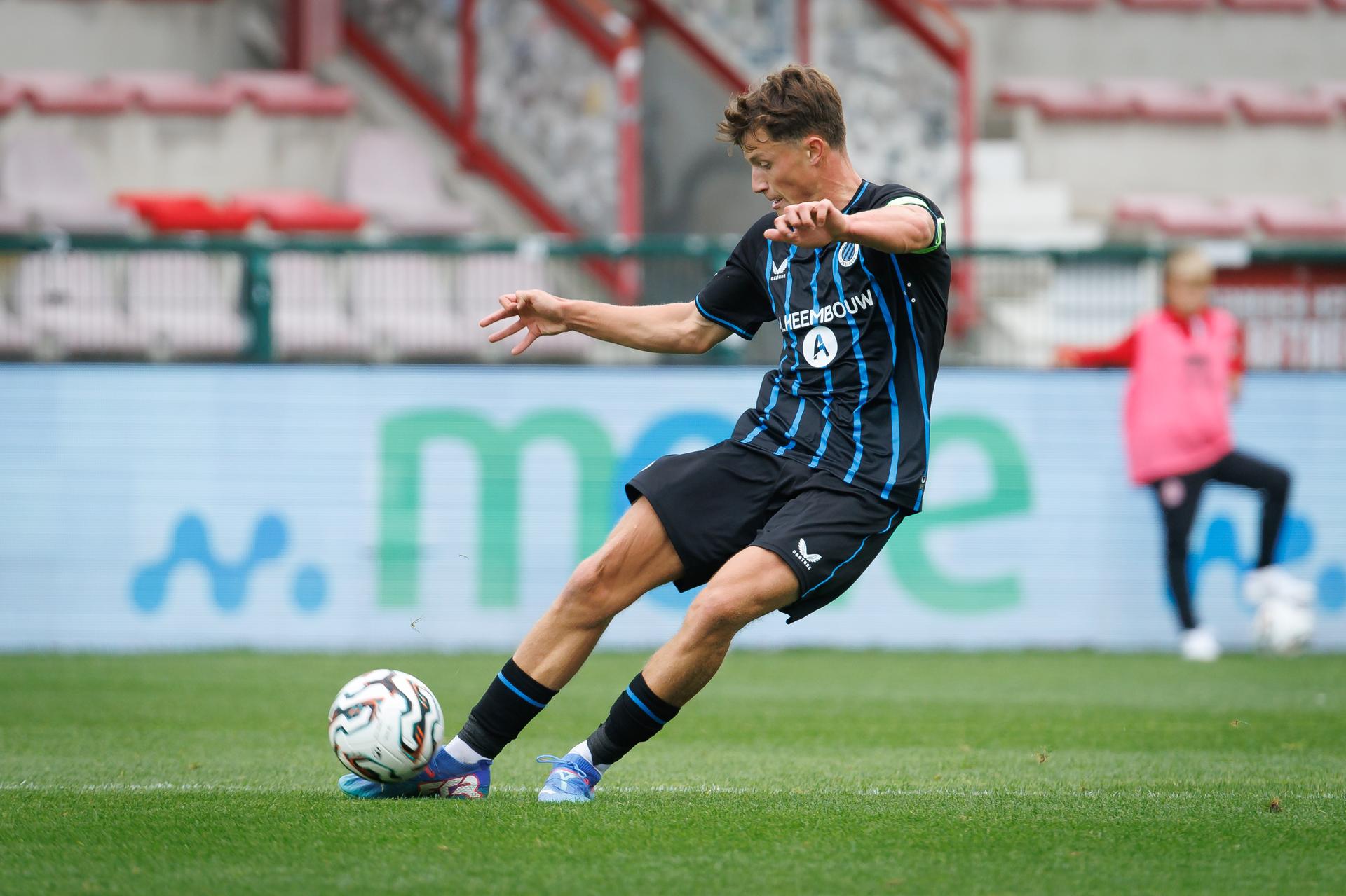 Club's Laurens Goemaere pictured in action during a soccer game between KV Kortrijk and Club NXT, Sunday 21 September 2025 in Kortrijk, on day 6 of the 2025-2026 'Challenger Pro League' 1B second division of the Belgian championship. BELGA PHOTO KURT DESPLENTER