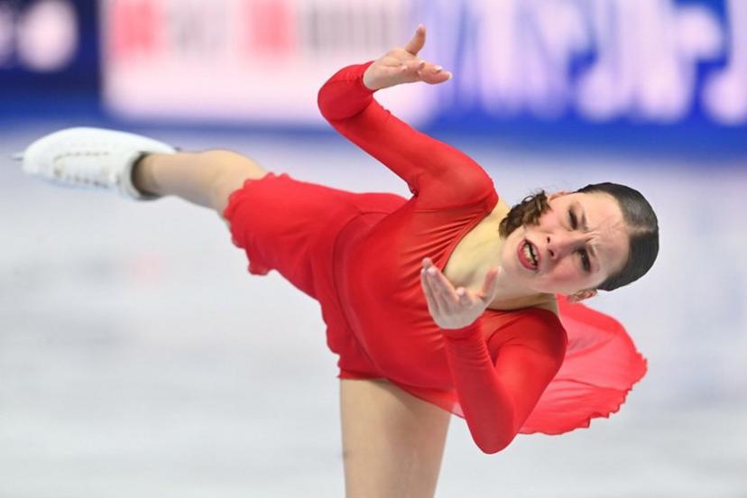 Belgium's Nina Pinzarrone performs during the women's free skating program of the 2026 ISU Figure Skating World Championships in Prague, Czech Republic on March 27, 2026.  Michal Cizek / AFP