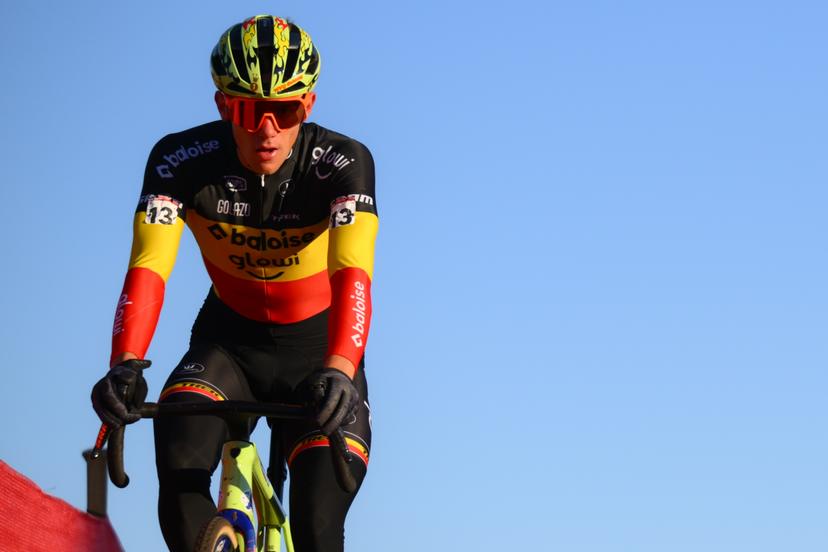 Belgian Thibau Nys pictured in action during the men elite race at the World Cup cyclocross cycling event in Tabor, Czech Republic, stage 1 (out of 12) of the UCI World Cup cyclocross competition, Sunday 23 November 2025. BELGA PHOTO DAVID PINTENS