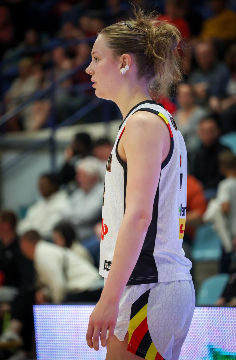 Belgium's Zhen Verburgt pictured during a friendly basket game between Belgium's national team Belgian Cats and Italy, in Jemappes, on Friday 23 May 2025. BELGA PHOTO VIRGINIE LEFOUR