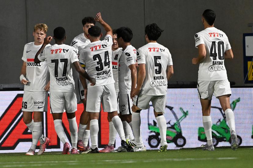 Westerlo's Nacho Ferri celebrates after scoring during a soccer match between STVV and KVC Westerlo, Sunday 14 September 2025 in Sint-Truiden, on day 7 of the 2025-2026 'Jupiler Pro League' first division of the Belgian championship. BELGA PHOTO JOHAN EYCKENS