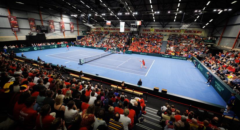 Illustration picture taken during a game between Belgian Bergs and Chilean Barrios Vera, the first match in the Davis Cup qualifiers World Group tennis meeting between Belgium and Chile, Saturday 01 February 2025, in Hasselt. BELGA PHOTO BENOIT DOPPAGNE