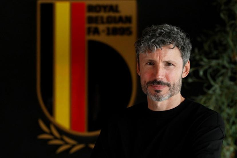 Netherland's Mark van Bommel poses in fornt of the Royal Belgian Football Association (RBFA) logo during a press conference for his presentation as new head coach of Belgium's national football team in Tubize on August 7, 2026.  Netherlands' Mark van Bommel has been appointed Belgium's head coach, the Royal Belgian Football Association (RBFA) announced on on July 24, 2026, adding that the had signed a contract running until Euro 2028, to be held in the United Kingdom. JOHN THYS / AFP
