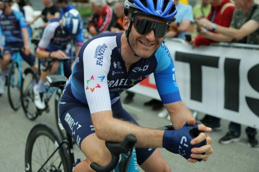 Team Israel Premier Tech's Canadian rider Hugo Houle waits for the start of the sixth stage of the 76th edition of the Criterium du Dauphine cycling race in Hauterives, on June 7, 2024.  Thomas SAMSON / AFP
