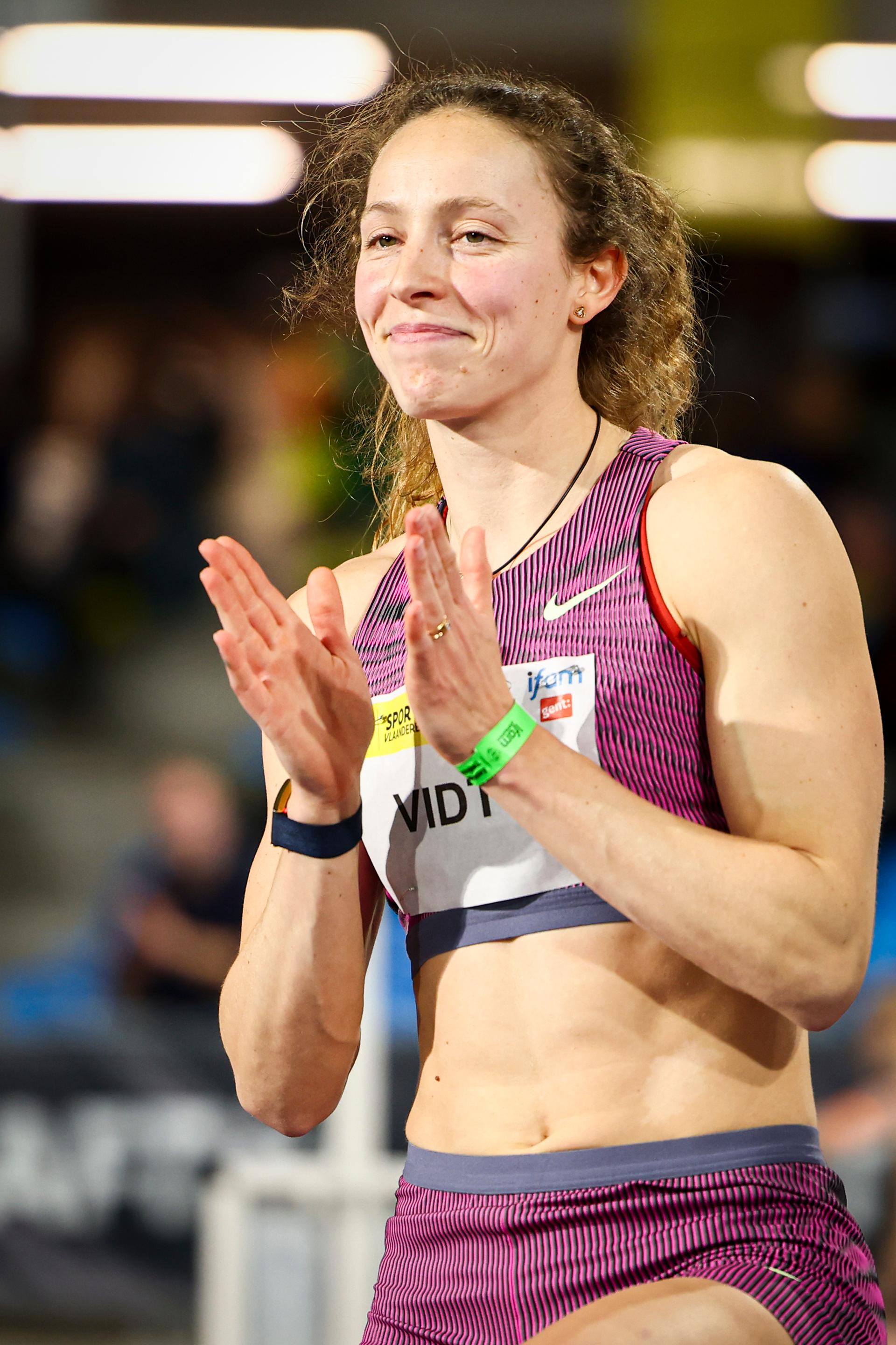 Belgian Noor Vidts pictured during the IFAM Indoor, IAAF World Indoor Tour Bronze Athletics Meeting, Saturday 01 February 2025 in Gent. BELGA PHOTO DAVID PINTENS