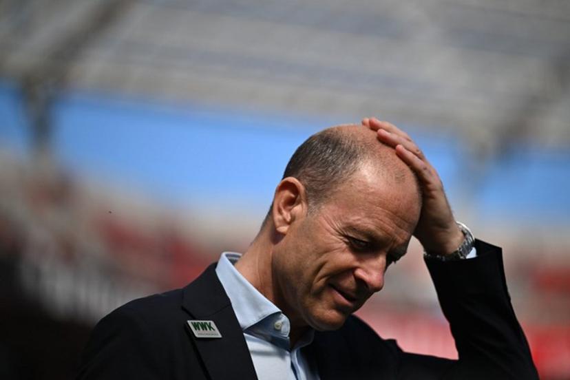 Augsburg's Danish head coach Jess Thorup is pictured prior to the German first division Bundesliga football match between Bayer 04 Leverkusen and FC Augsburg in Leverkusen, western Germany on April 26, 2025.  INA FASSBENDER / AFP