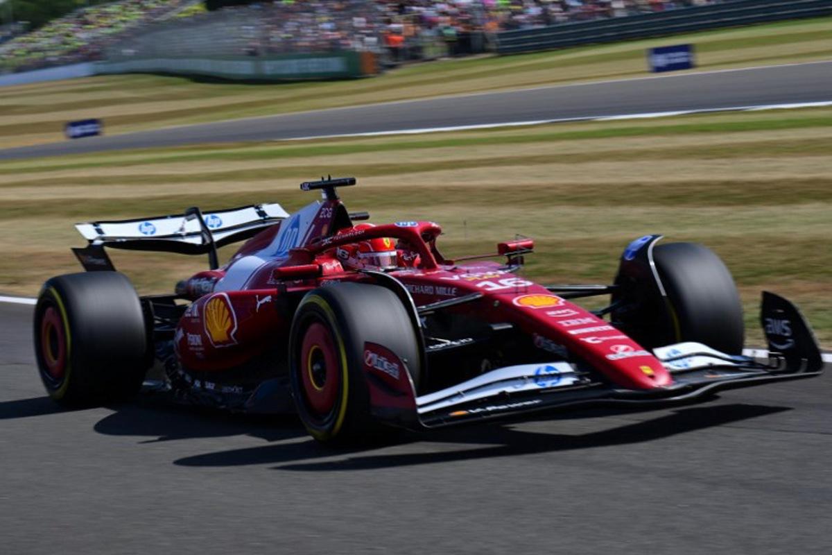 Ferrari's Monegasque driver Charles Leclerc takes part in the second practice session ahead of the Formula One British Grand Prix at the Silverstone motor racing circuit in Silverstone, central England, on July 4, 2025.  Andrej ISAKOVIC / AFP